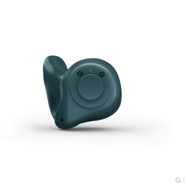Aide auditive ReSound Sensia intra ITC sur mesure rechargeable, coque anthracite logée dans le conduit