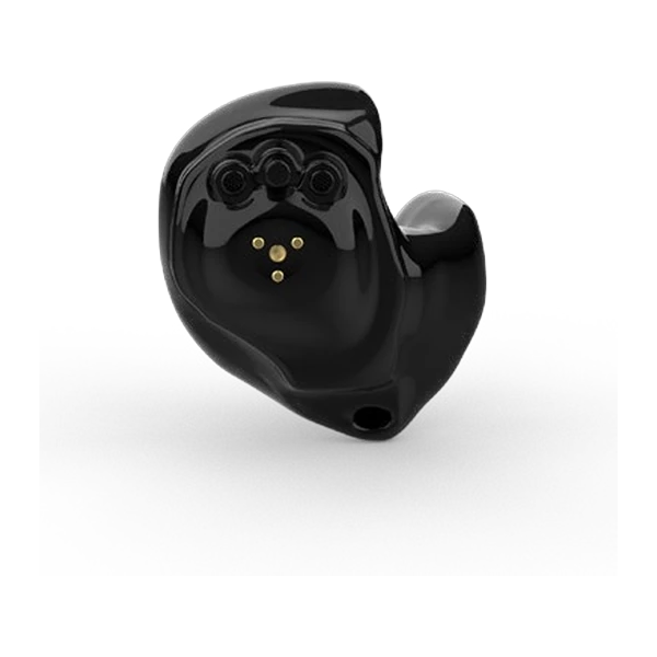 Starkey Omega AI ITE R, intra-conque sur mesure noir avec trois ports de microphone et contacts de charge dorés