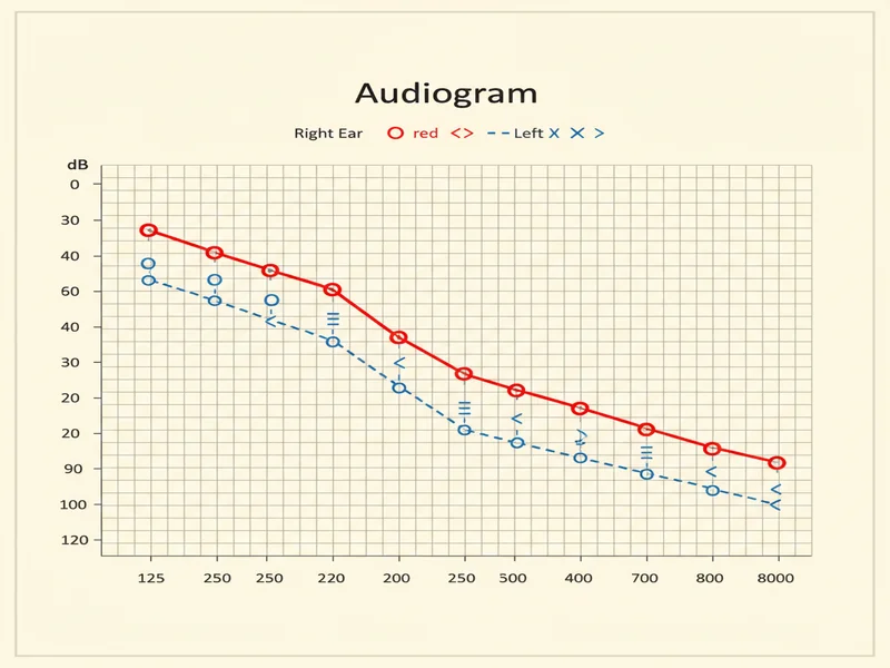 Audiogramme de surdité mixte combinant composante transmission et perception